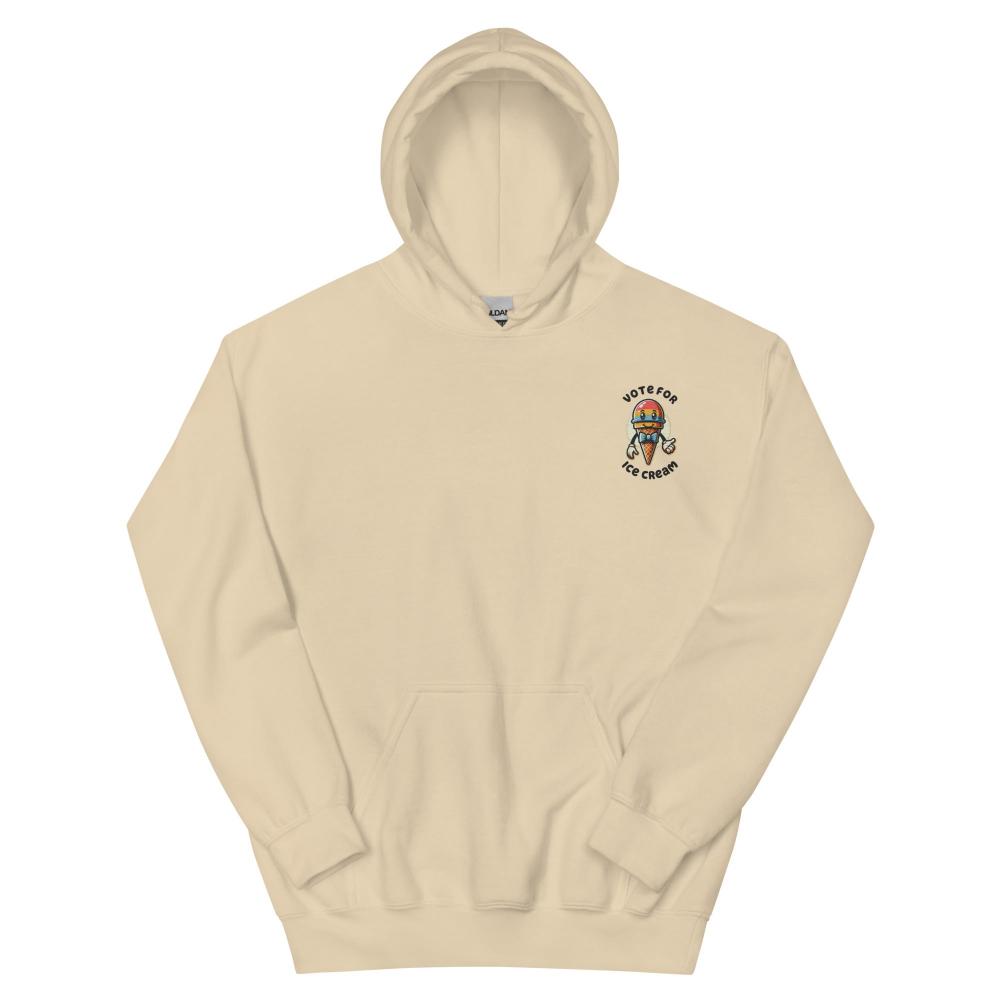 Vote For Ice Cream Embroidered Hoodie - Sand Color - https://ascensionemporium.net